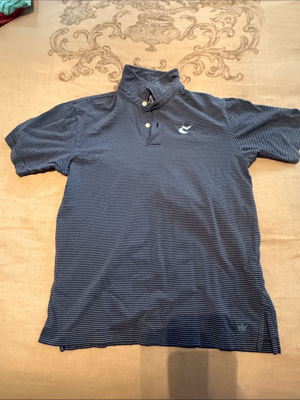 Boys Peter Millar Navy and Light Blue Striped Polo Medium (9/10)